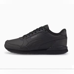 Puma|Big Kids' Black ST Runner v3 Leather Sneakers Lace-Up -Size 4.5C